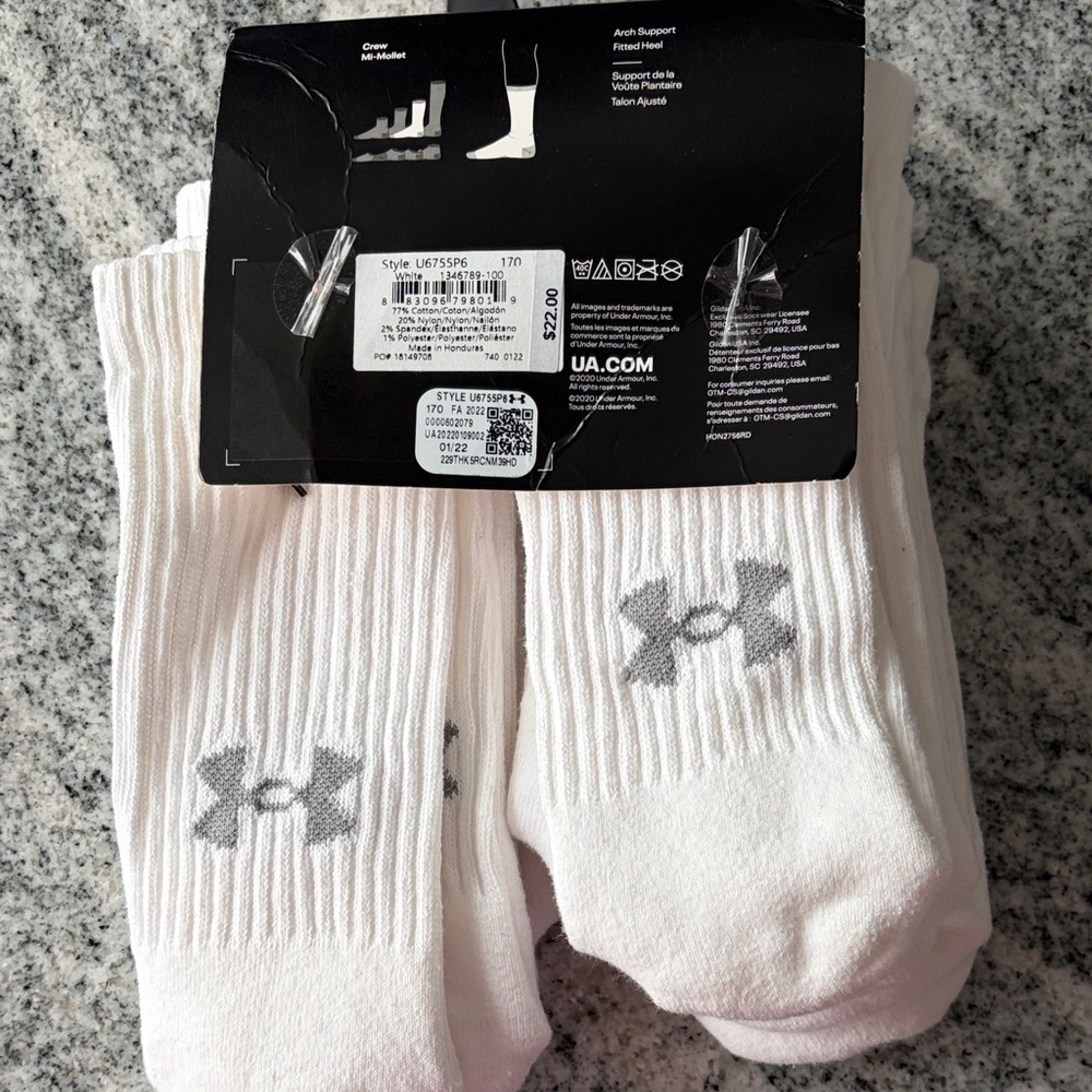 Under Armour White and Gray Athletic Socks